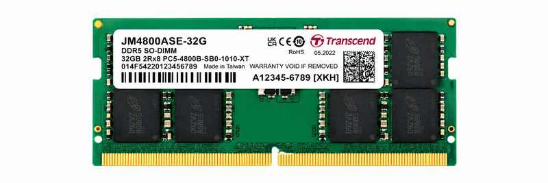 Transcend JetRam 32GB 4800MHz DDR5 SO-DIMM Laptop Memory