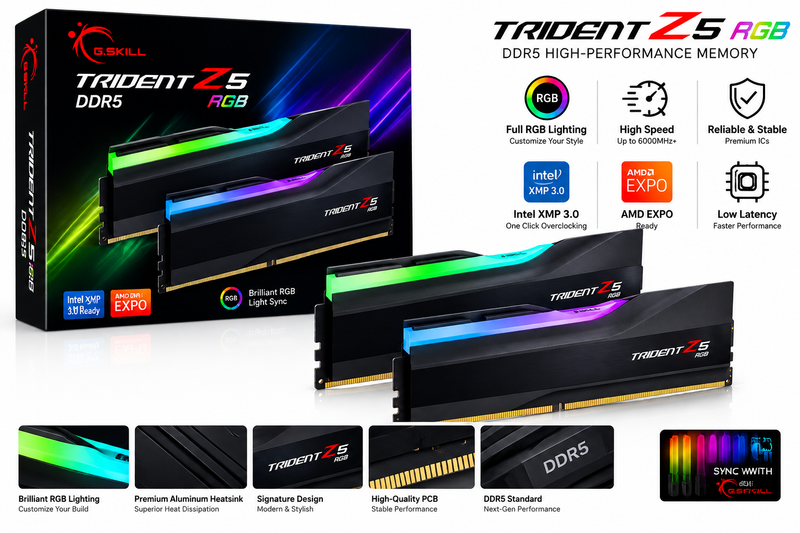 Previous Next G.SKILL Trident Z5 RGB 32GB (2×16GB) 6400MHz CL32 DDR5 RAM – IntelG.SKILL Trident Z5 RGB 32GB (2×16GB) 6400MHz CL32 DDR5 RAM – Intel G.SKILL Trident Z5 RGB 32GB (2×16GB) 6400MHz CL32 DDR5 RAM – Intel