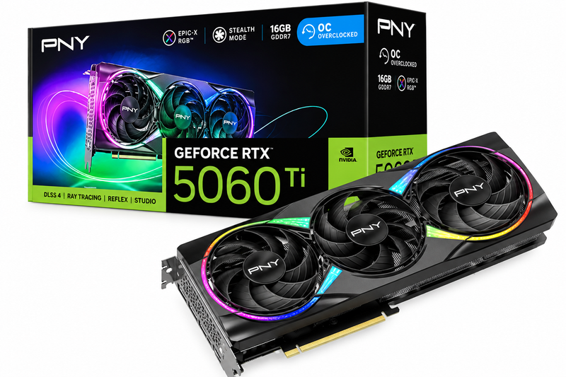 PNY GeForce RTX 5060 Ti 16GB GDDR7 Triple Fan OC Gaming Graphics Card