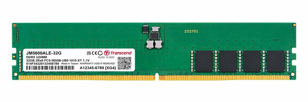 Transcend 32GB (1x32GB) 5600MHz C46 U-DIMM DDR5 Desktop Memory