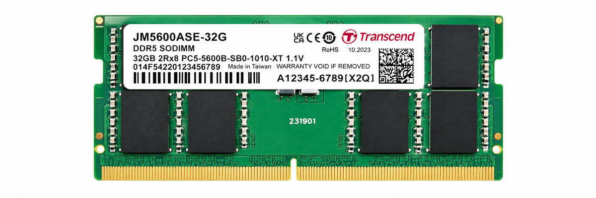 Transcend 32GB (1x32GB) 5600MHz C46 SO-DIMM DDR5 Laptop Memory