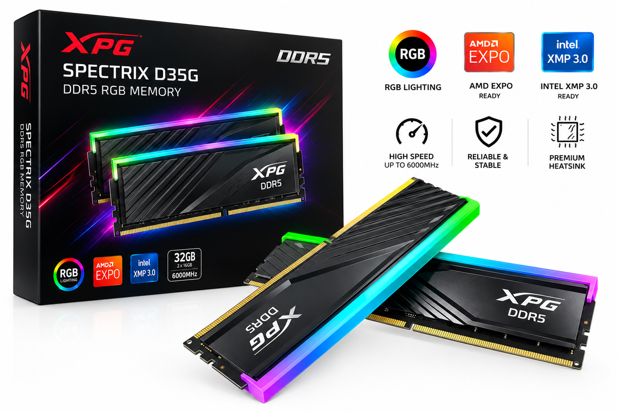 XPG Lancer Blade RGB 64GB (2x32GB) 6000MHz C30 DDR5 DRAM Memory