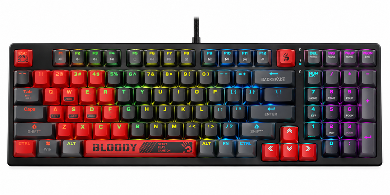 Bloody S98 BLMS Mechanical Gaming Keyboard – Sports Red, US Layout