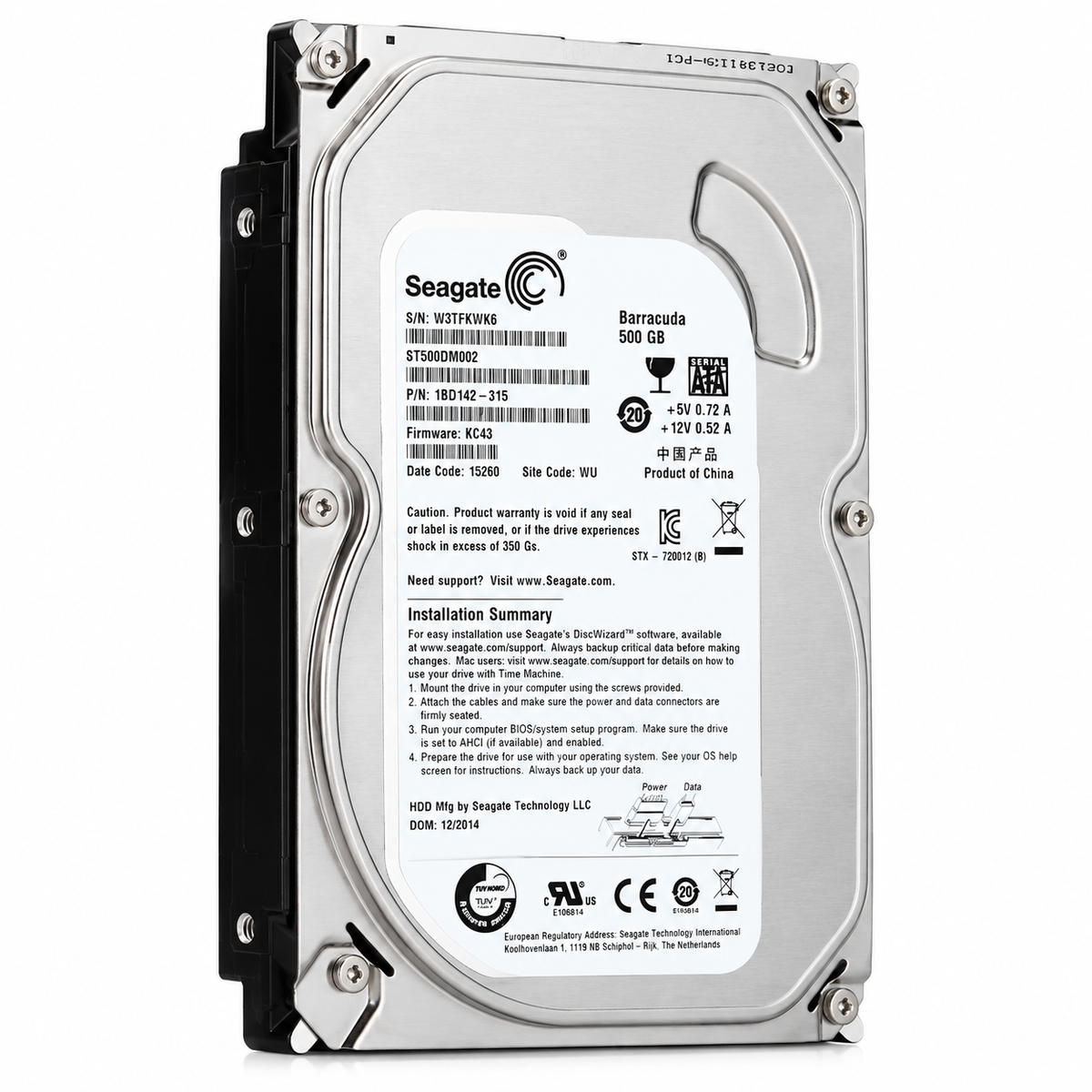 Seagate Barracuda 500GB 3.5-Inch SATA Internal Hard Drive – 7200 RPM