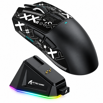 ATTACK SHARK X11 Wireless Gaming Mouse with RGB Charging Dock – Black