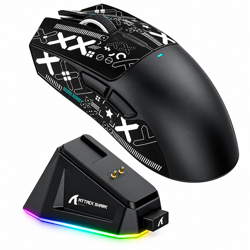 ATTACK SHARK X11 Wireless Gaming Mouse with RGB Charging Dock – Black